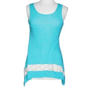Cupio Asymmetrical Turquoise Blue Sleeveless Top